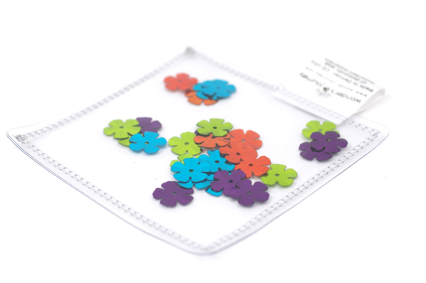 Clear sensory pouch with flower sequins - Wonder's Journey