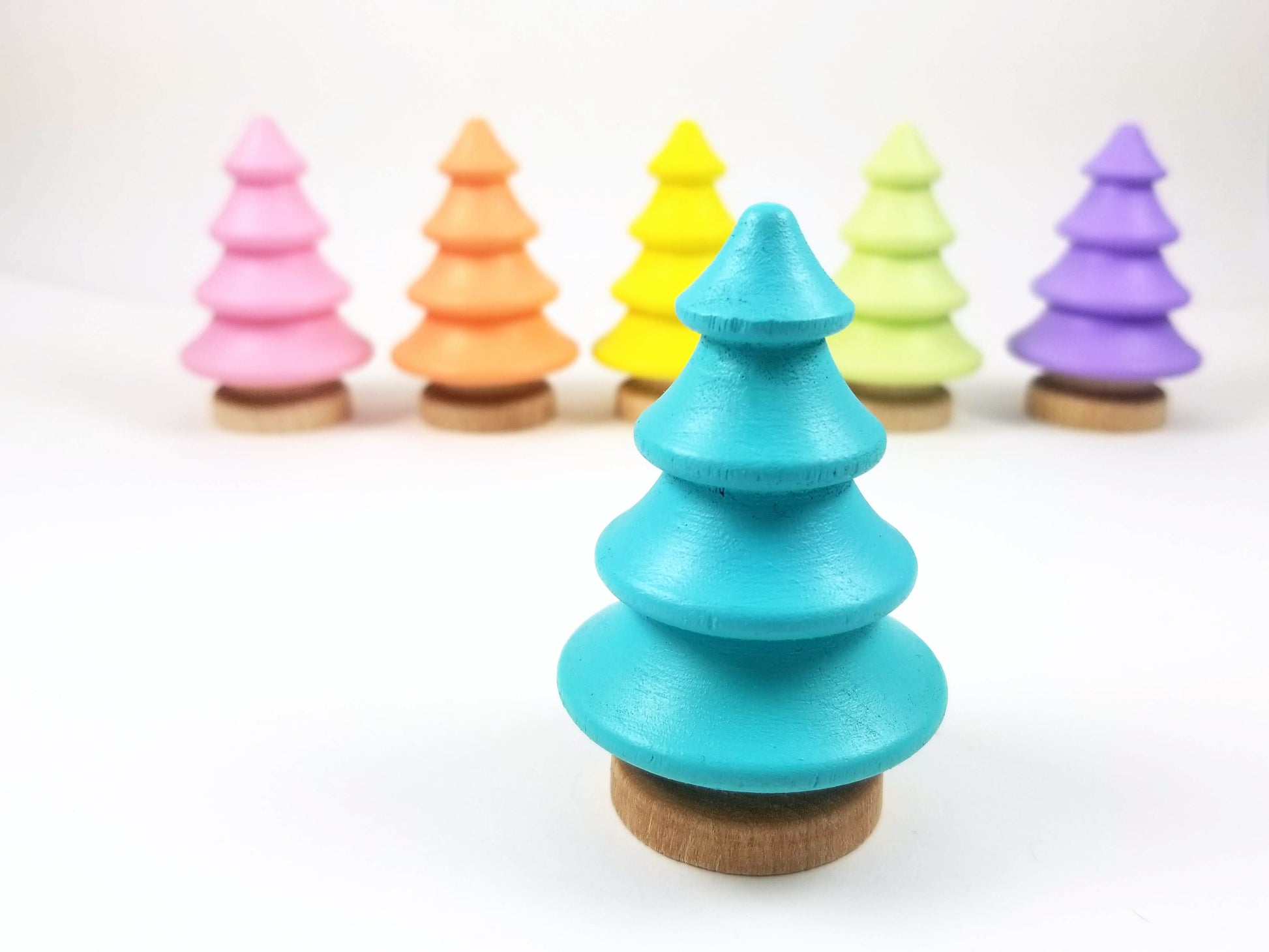Pastel wooden tree set - Wonder's Journey