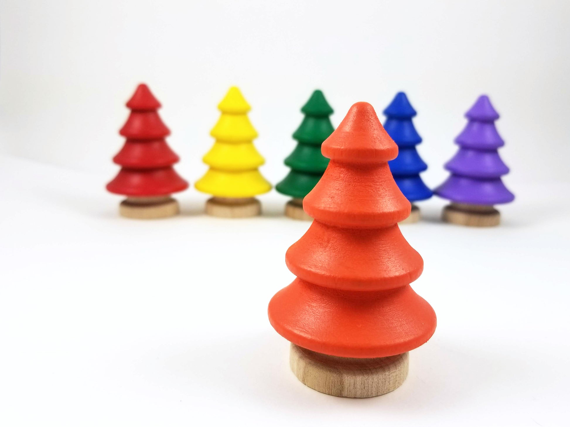 Rainbow wooden tree set - Wonder's Journey