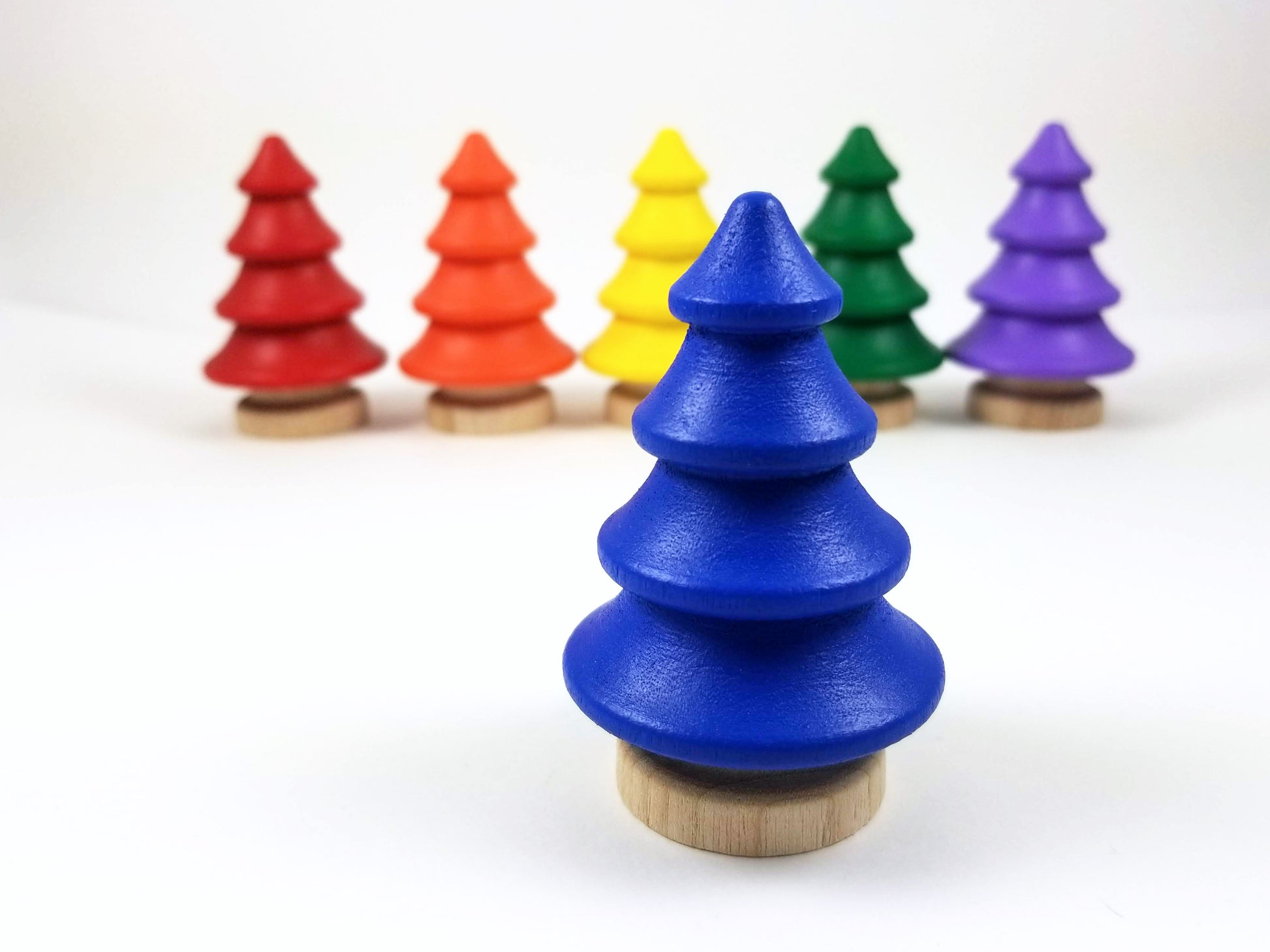 Rainbow wooden tree set - Wonder's Journey