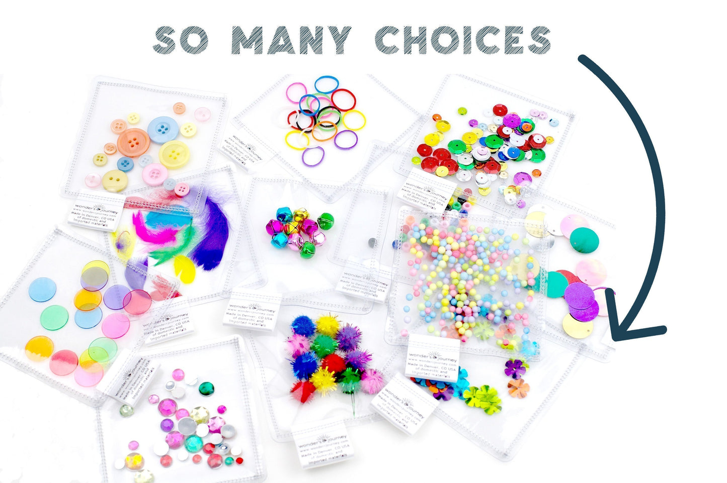 Clear sensory pouch with flower sequins - Wonder's Journey