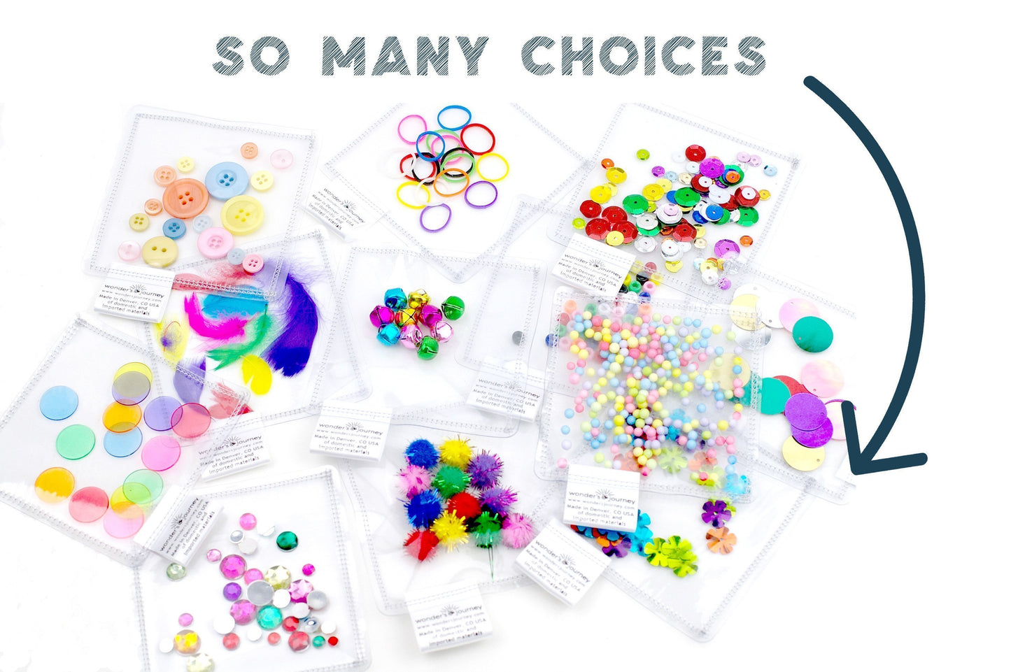 Clear sensory pouch with feathers - Wonder's Journey