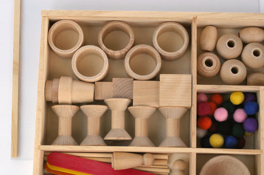 Loose parts divided tray with lid - Wonder's Journey