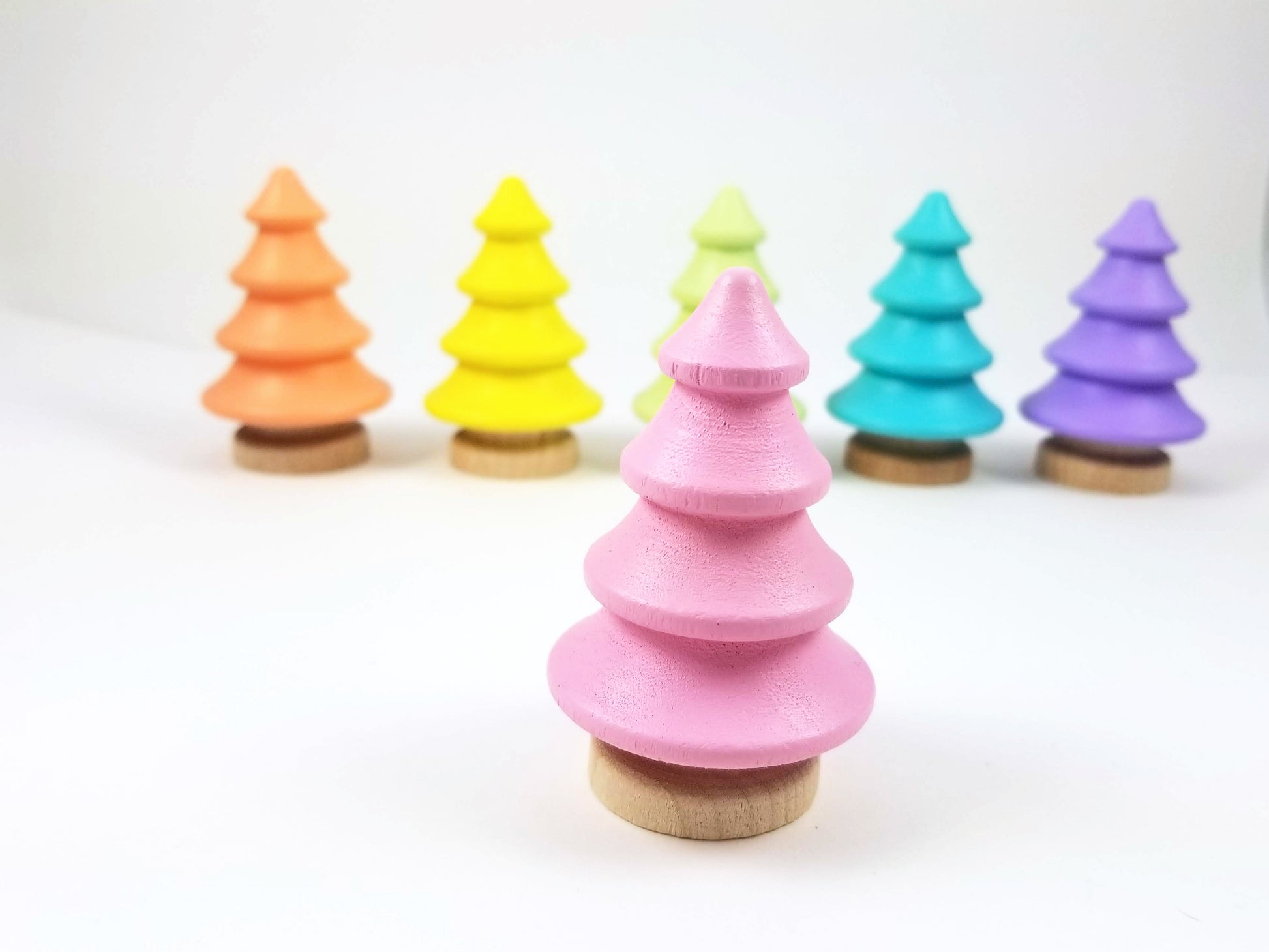 Pastel wooden tree set - Wonder's Journey