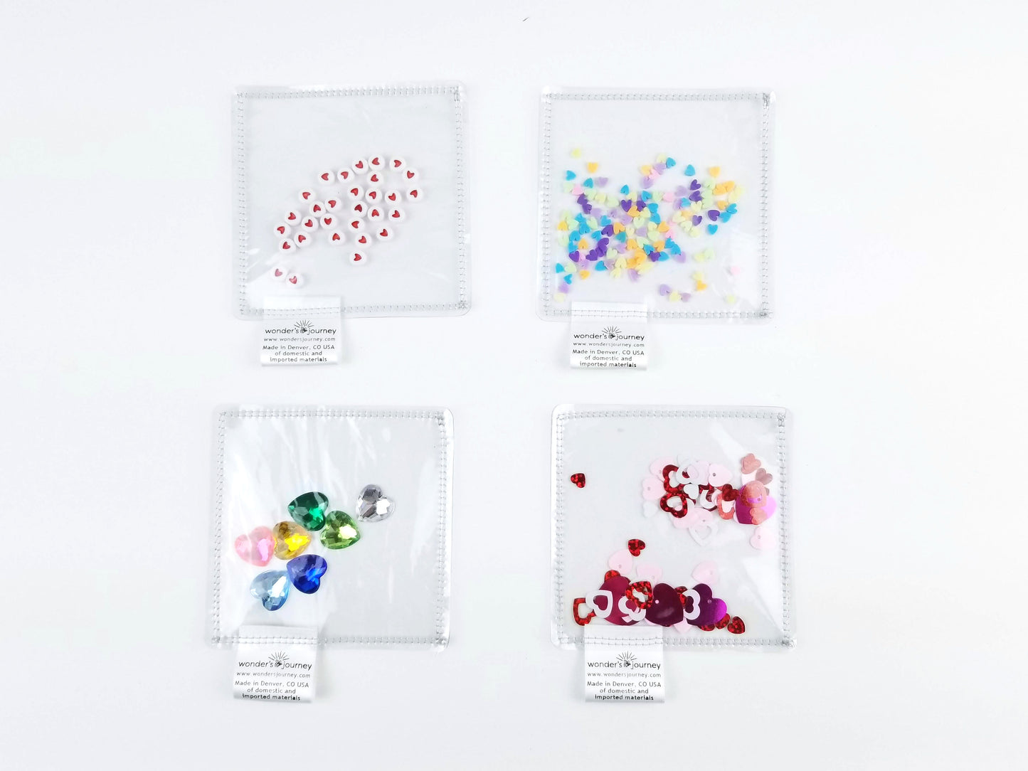 Hearts Clear Sensory Pouches - Wonder's Journey