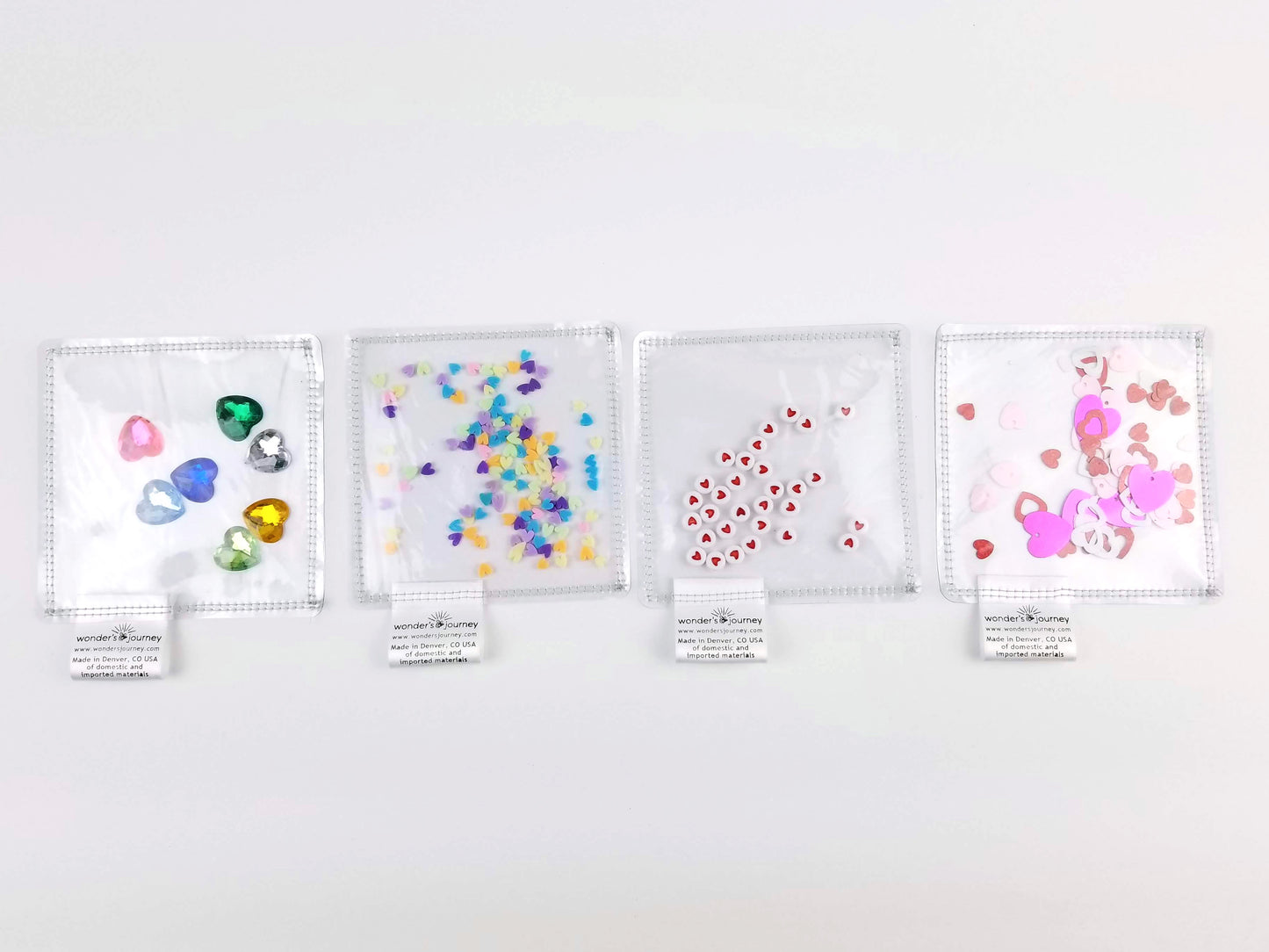 Hearts Clear Sensory Pouches - Wonder's Journey
