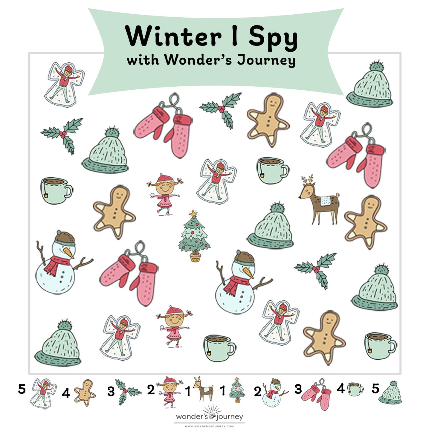 Winter I spy card with marker - Wonder's Journey