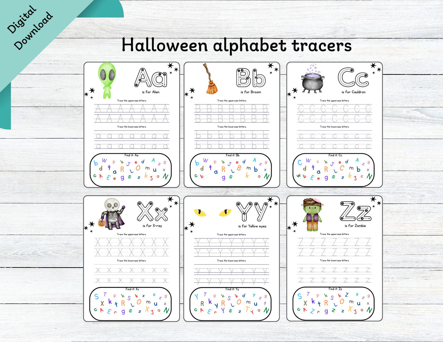 Halloween Alphabet tracers