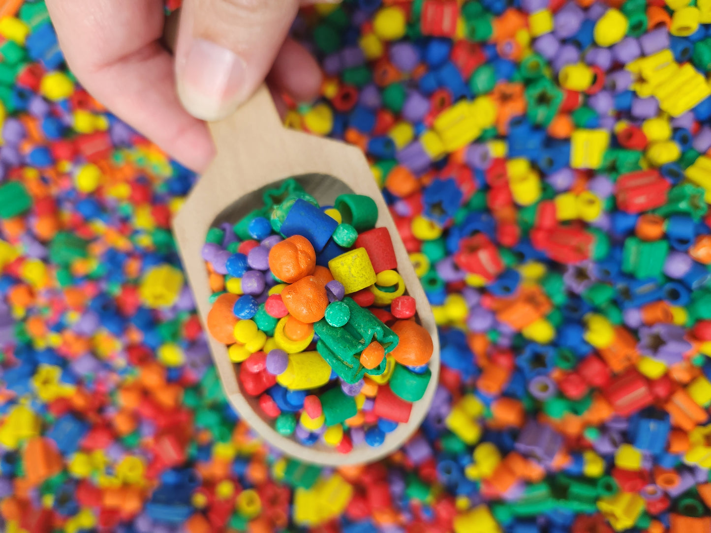 Chunky rainbow sensory bin filler - Wonder's Journey