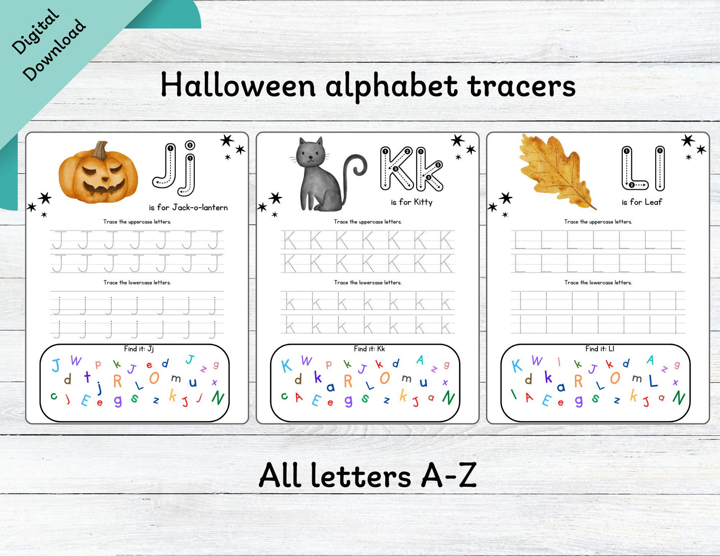 Halloween Alphabet tracers