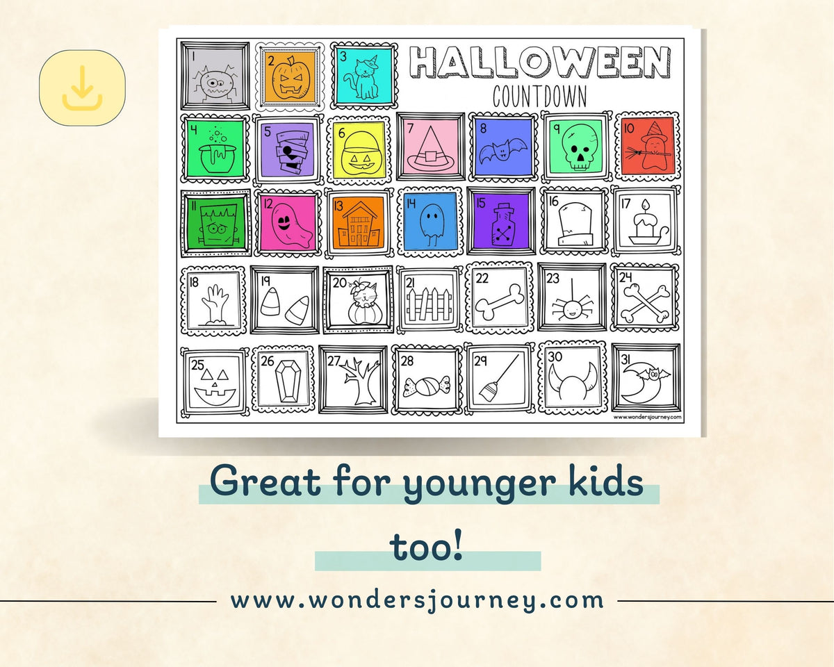 Halloween Countdown Coloring Calendar