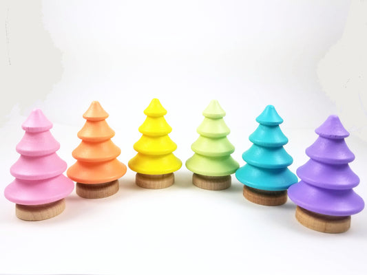 Pastel wooden tree set - Wonder's Journey