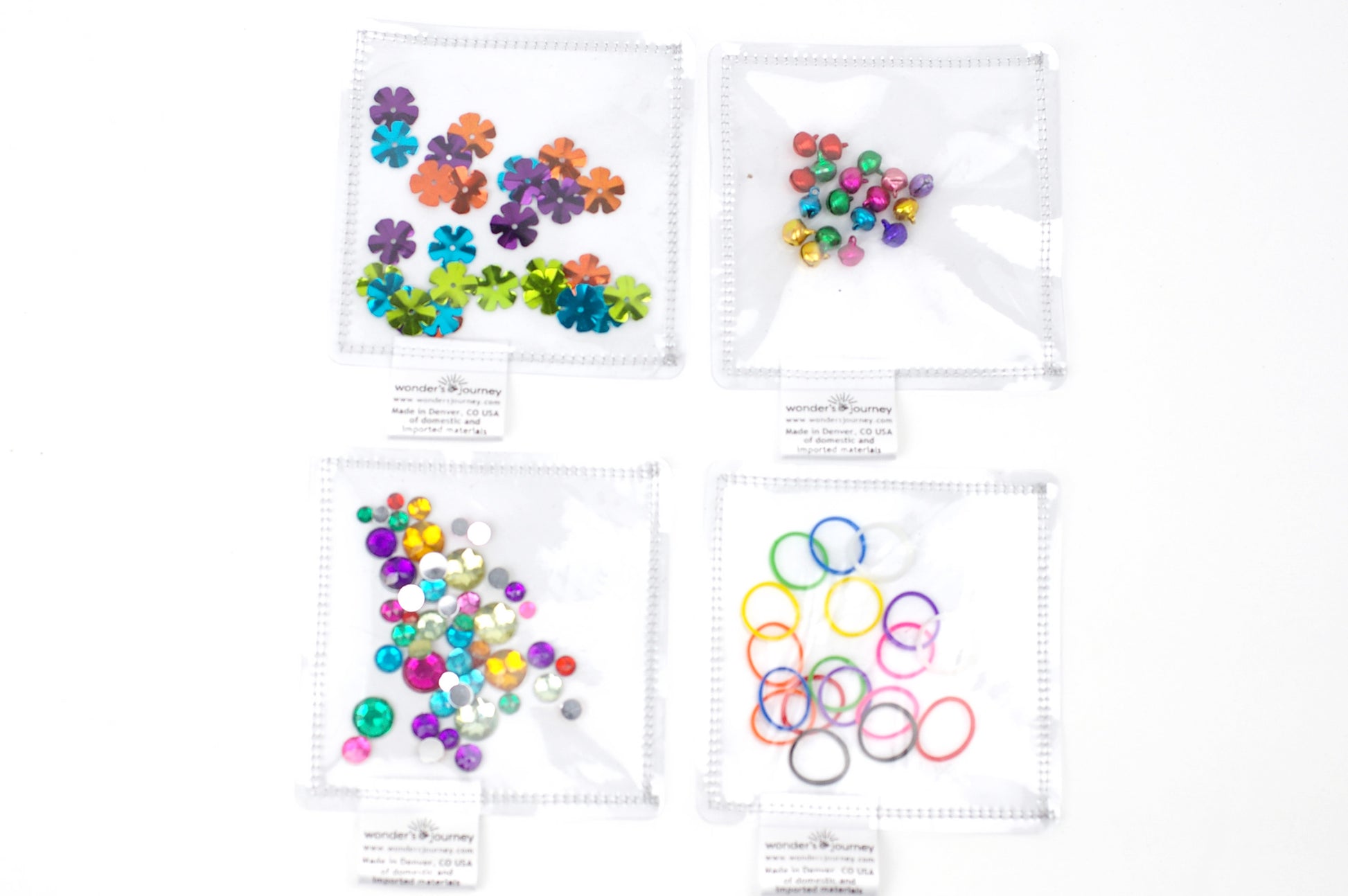 Set of Four Clear Sensory Pouches- set A - Wonder's Journey