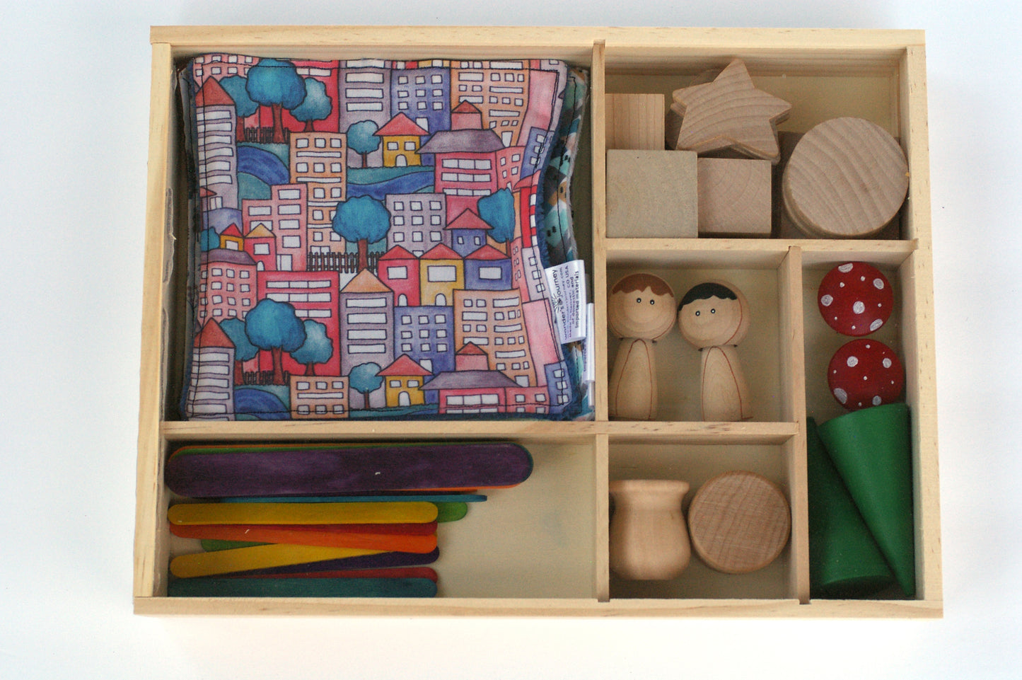 Beginner loose parts divided tray with lid - Wonder's Journey